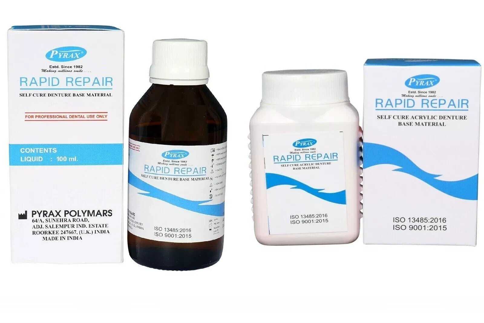 Dental Rapid Repair Self Cure Liquid 100ml & Powder 100gm (Pink) Same as Picture