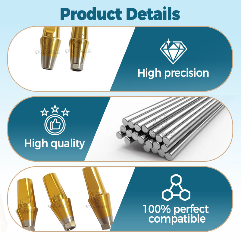 10Pcs Dental Ti Straight abutment fits Osstem Hiossen Mini Regular Hex Non-Hex