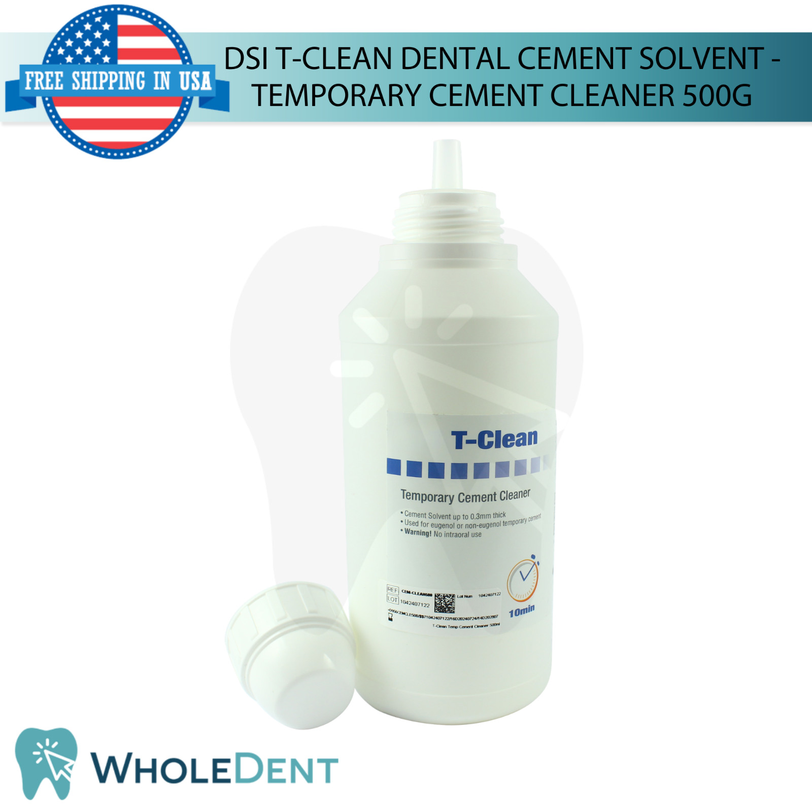 Temporary Cement Cleaner 500ml Fast Acting SoIvent Dental Restorations