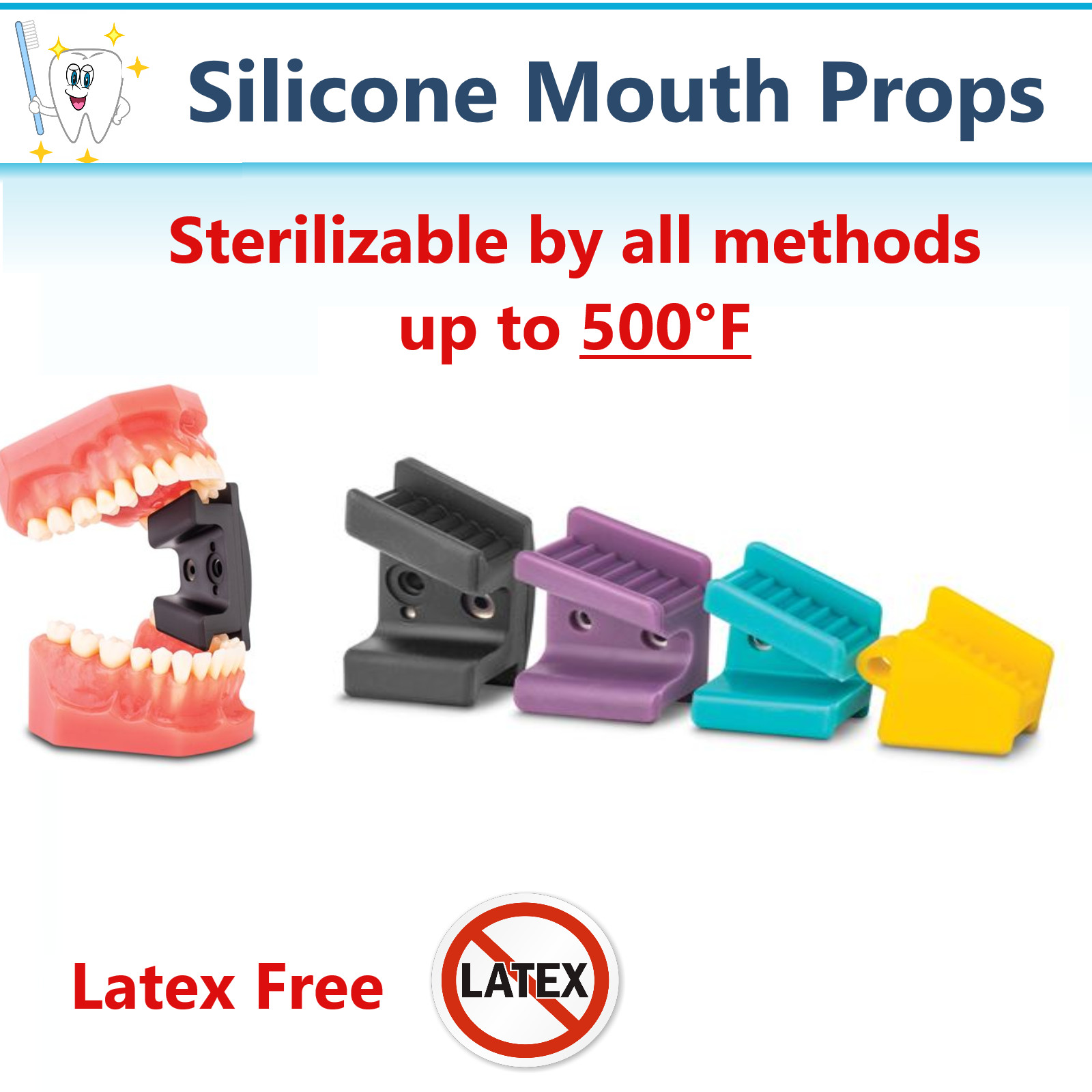 Adult /Pedo /Child Autoclave 500F Rubber Silicone Mouth Props Bite Block Dental