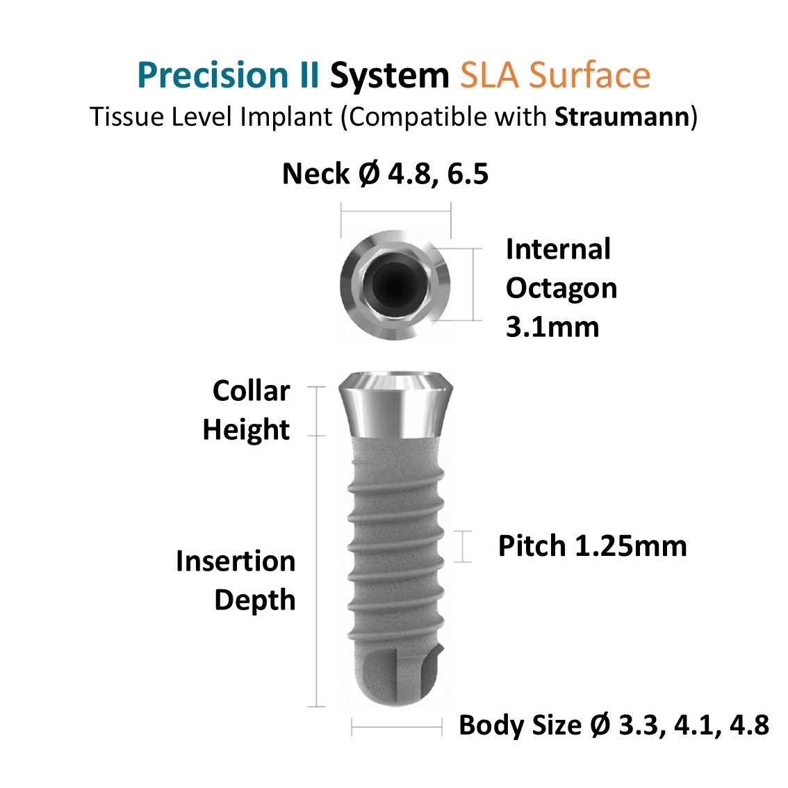 Evidence Implant Tissue Level Fixture Neck Dia 4.8/6.5 Octa FDA/CE Korea Made