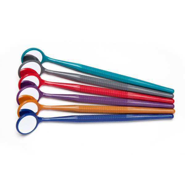 Crystal HD Mouth Mirror – #4 with Thin Grip, Assorted Jewel Colors 12/Pk