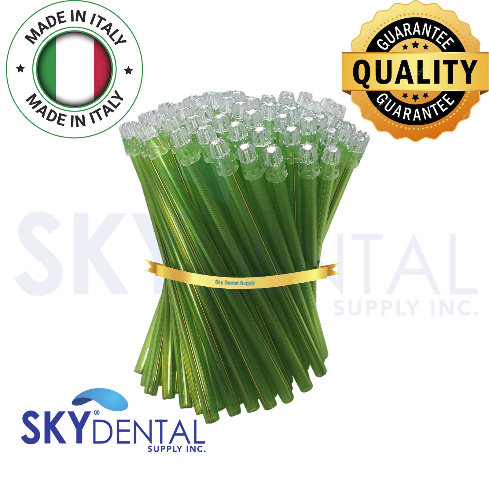 3000x Saliva Ejector Translucent Green with Clear Tips Made in Italy