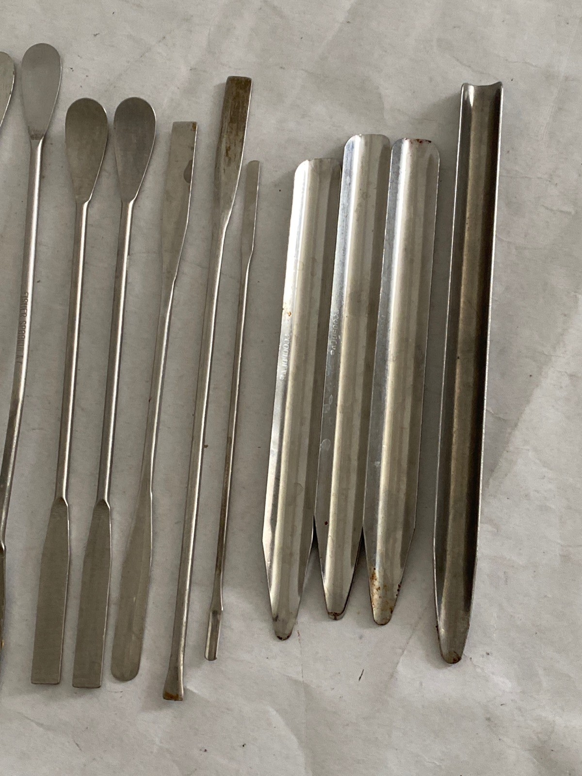 Used (13 Pc) Mixed Lot of Laboratory Stainless Steel Spatulas & Scoops