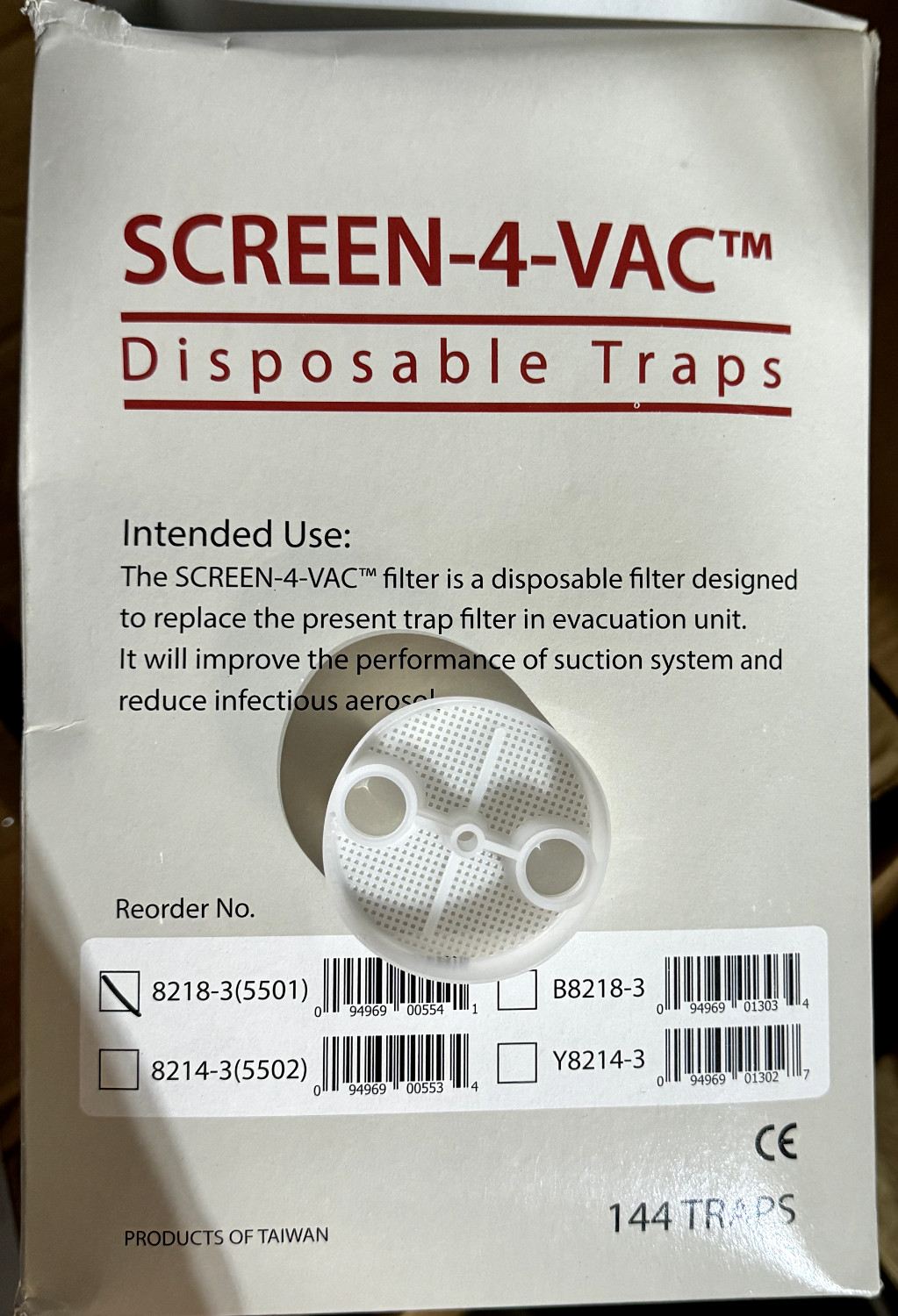Plasdent Dental Screen-4-Vac Disposable Evacuation Traps #5501 Clear 144/Bx