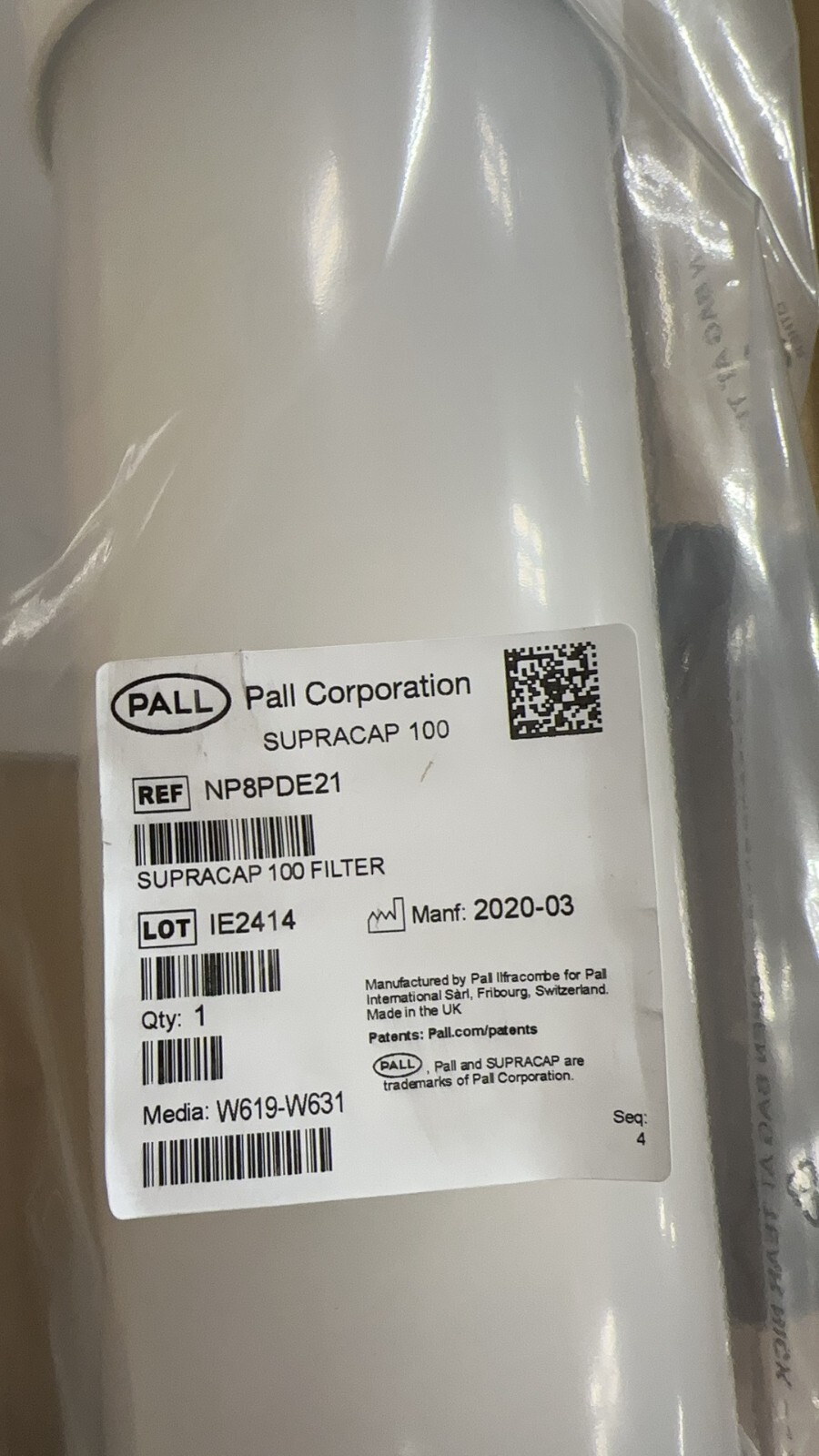 PALL NP8PDE21 Supracap 100 FILTER, Sealed Package