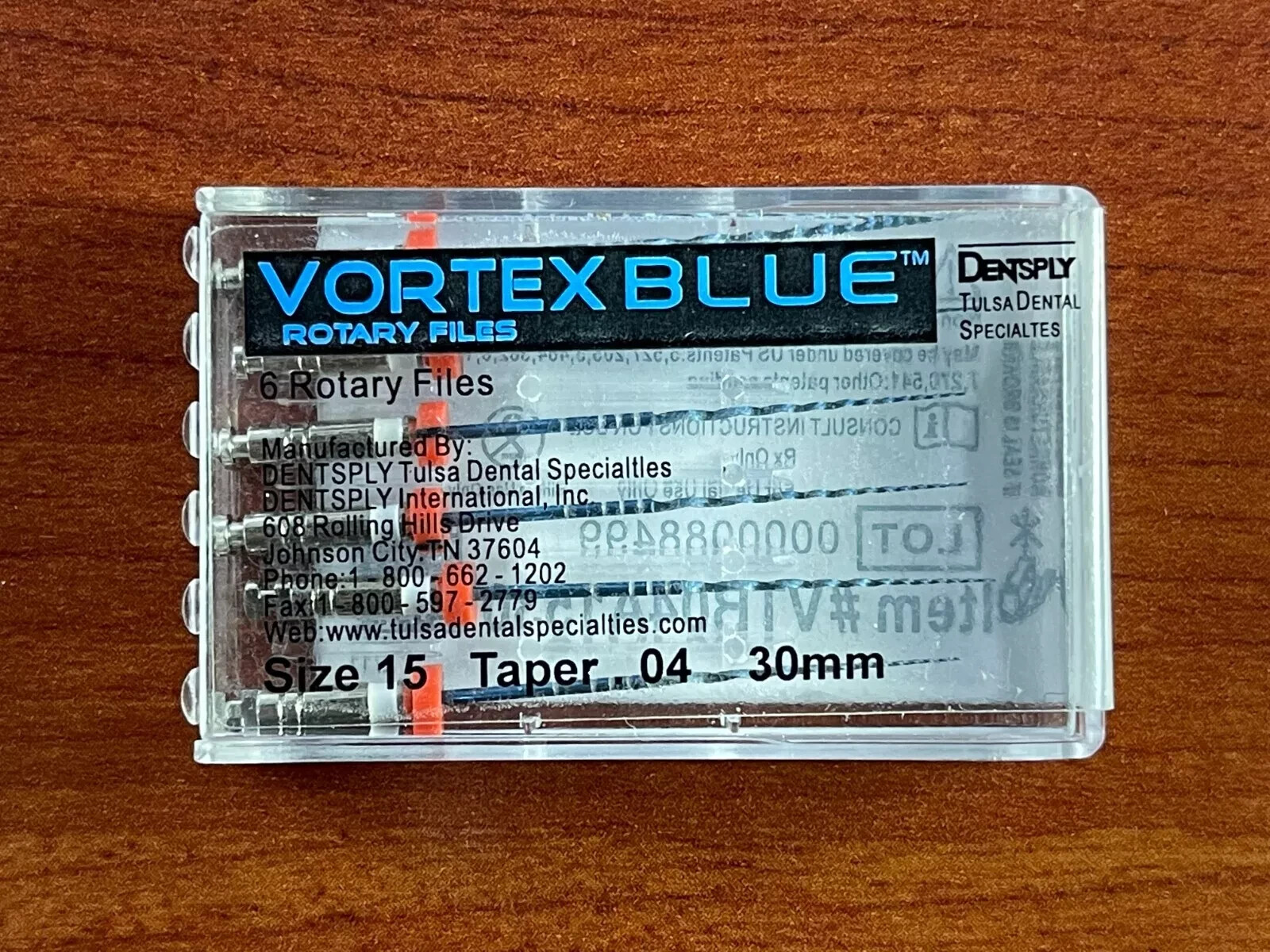 Dentsply Tulsa Dental Vortex Blue 30mm .04 Taper rotary files-6/pk all sizes