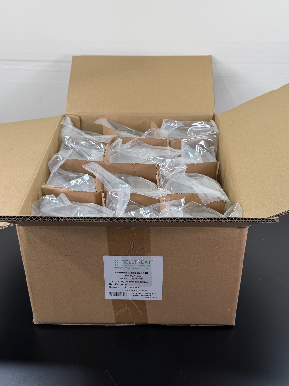CELLTREAT 250mL PES Filter System, 0.22um Pore Size, 12/Case, Sterile #229706