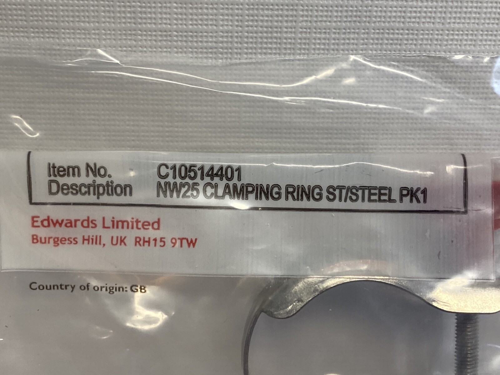 EDWARDS NW25 NW20 Stainless Clamping Ring Red Wing Nut for RV3 Pump C10514401