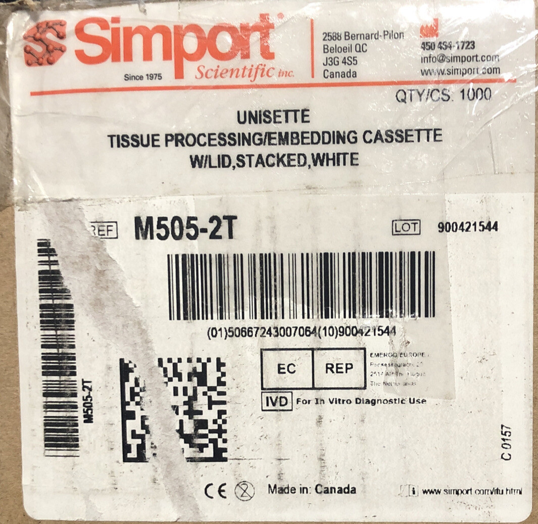 SIMPORT M505T – Unisette Tissue Cassettes, Quick Stack (Taped) White 1000 Count