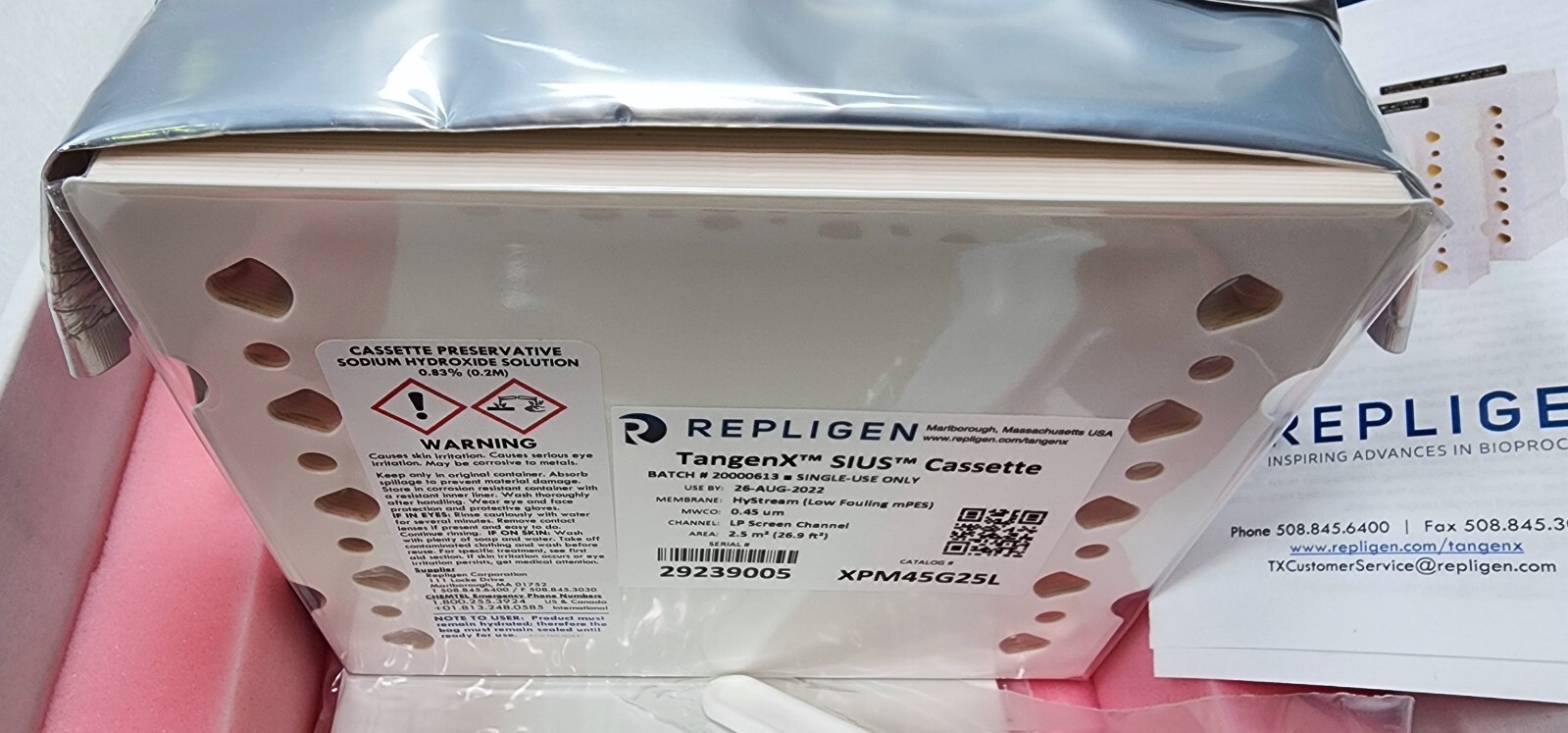 Repligen TangenX SIUS Cassette TFF HyStream, MWCO 0.45um, LP Screen, 2.5m2