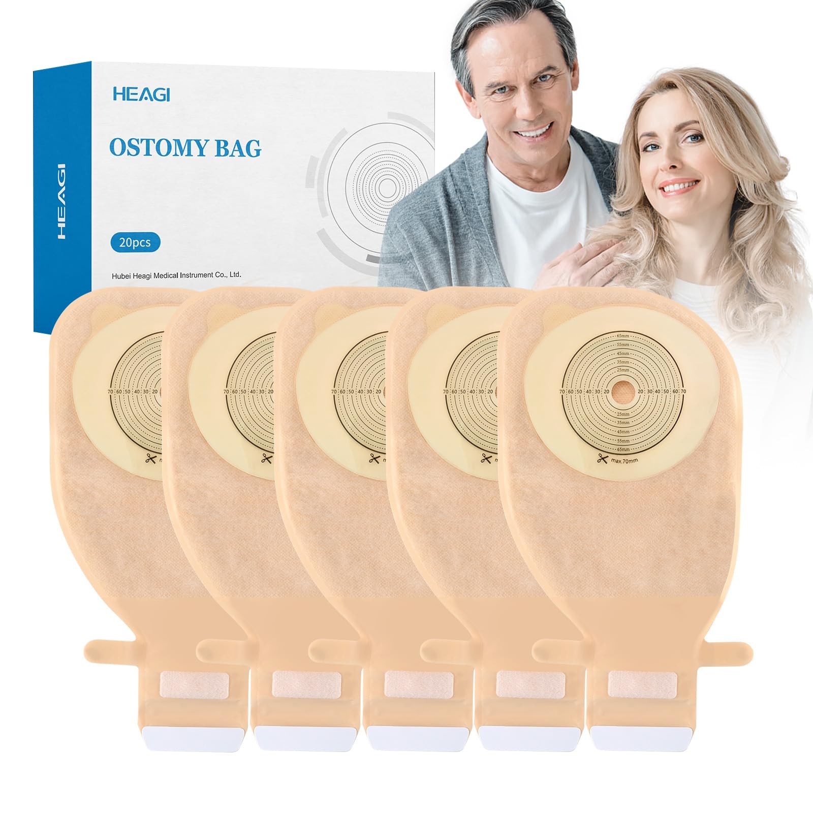 20 Pack Colostomy Bags, One 20 Count, 20pcs Ostomy Bag With Stick-on Closure