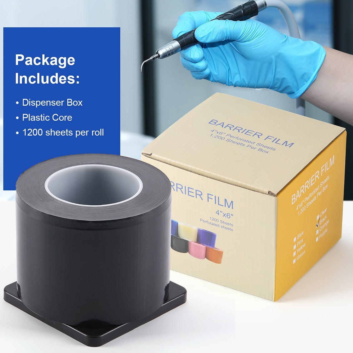 4″ x 6″ Medical Dental Barrier Film Tatoo Covers Taper Adhesive Roll 1200 Sheets