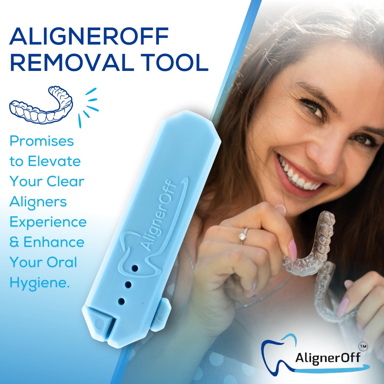 AlignerOff Retractable Aligner Removal Tool – Hygienic Clear Small, Blue