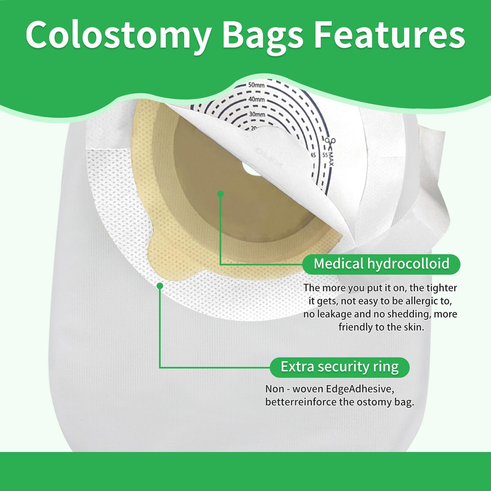 ZnnaYoha 10 PCS Colostomy Bags, One Piece Ostomy Bag, Drainable White