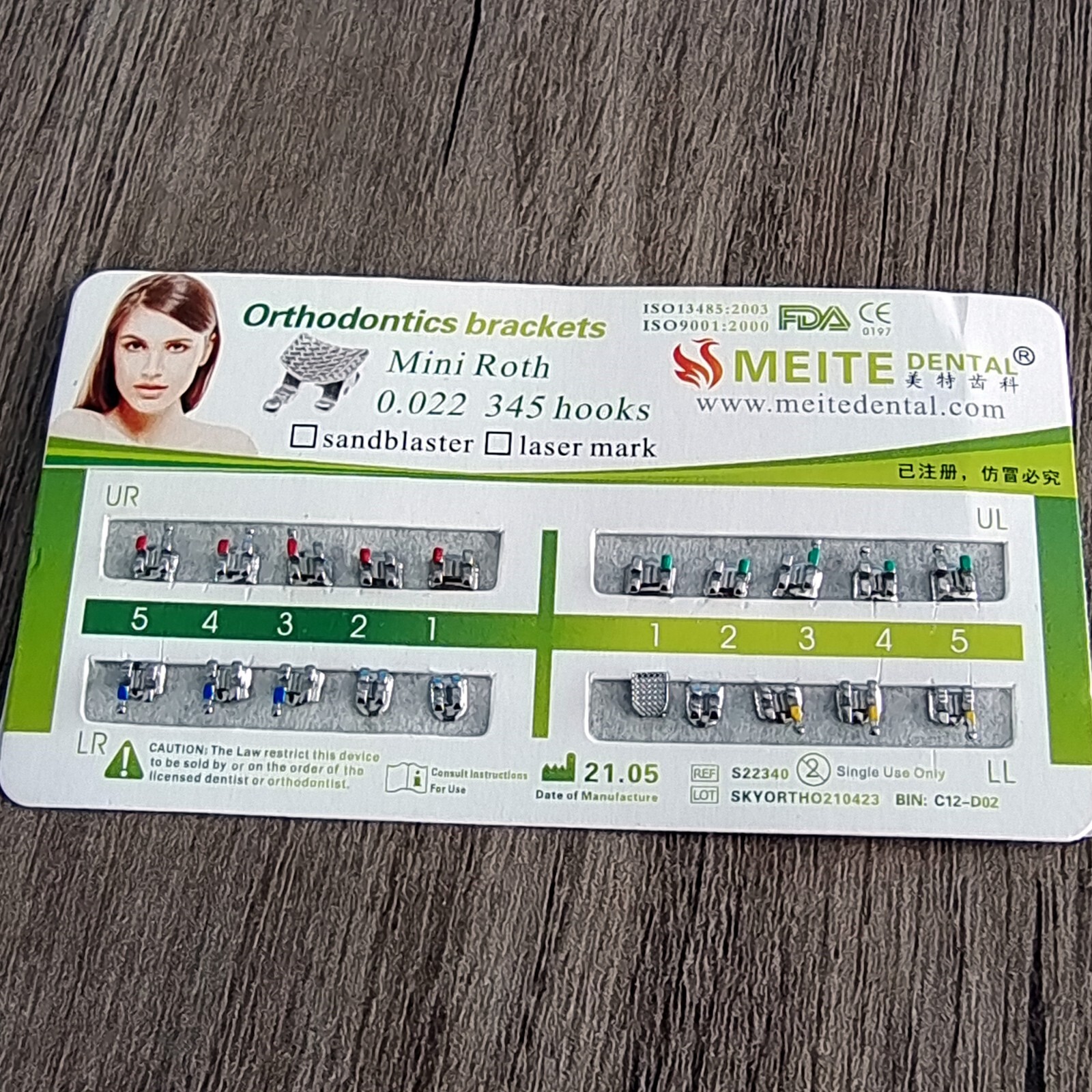 100Set Dental Orthodontic Brackets Braces Mini Roth Slot.022 Hooks 3-4-5