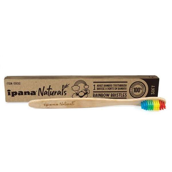 ipana Naturals Adult Rainbow Bristles Bamboo Toothbrush – Soft 10/box