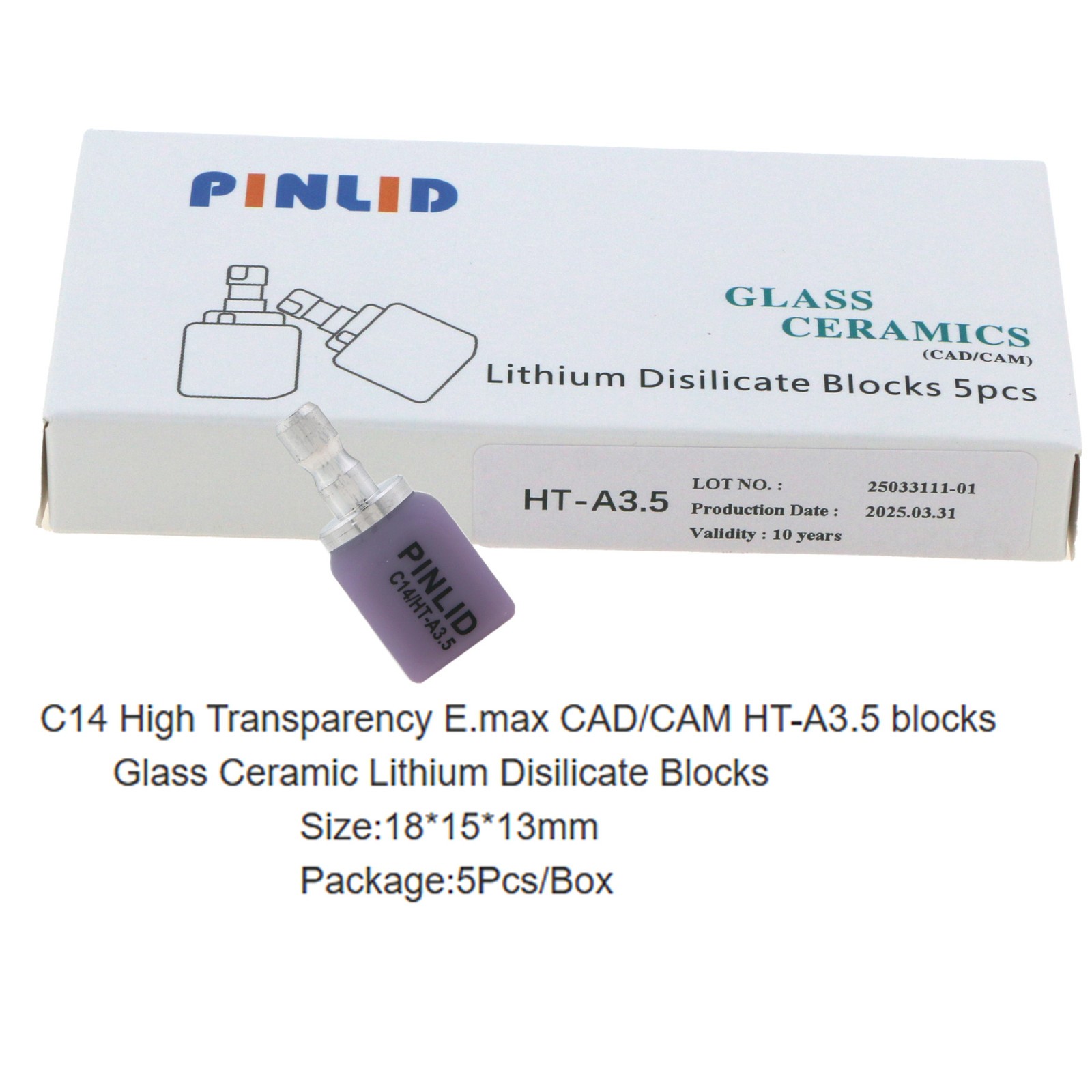 US Dental C14 Ceramic Block Lithium Disilicate E.max Cerec CAD CAM HT A3.5 Block