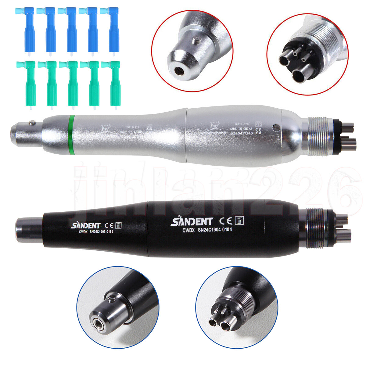 Dental Hygiene Prophy Handpiece Air Motor 4Hole 4:1 Nose Cone Straight 360Swivel