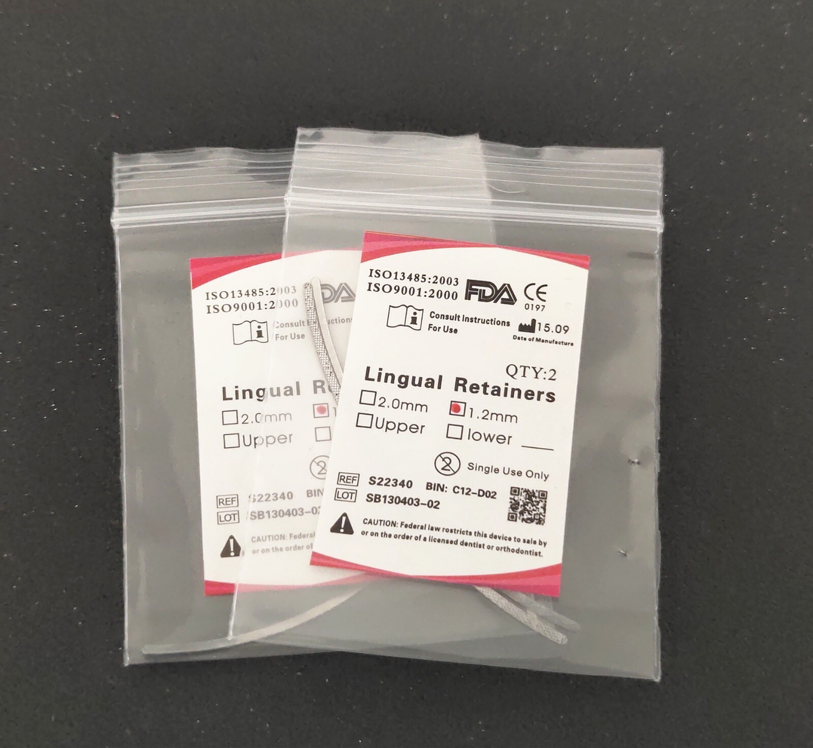 Dental Orthodontics 1.2mm Lingual Retainer 2Pcs/bag Universal Mesh Base