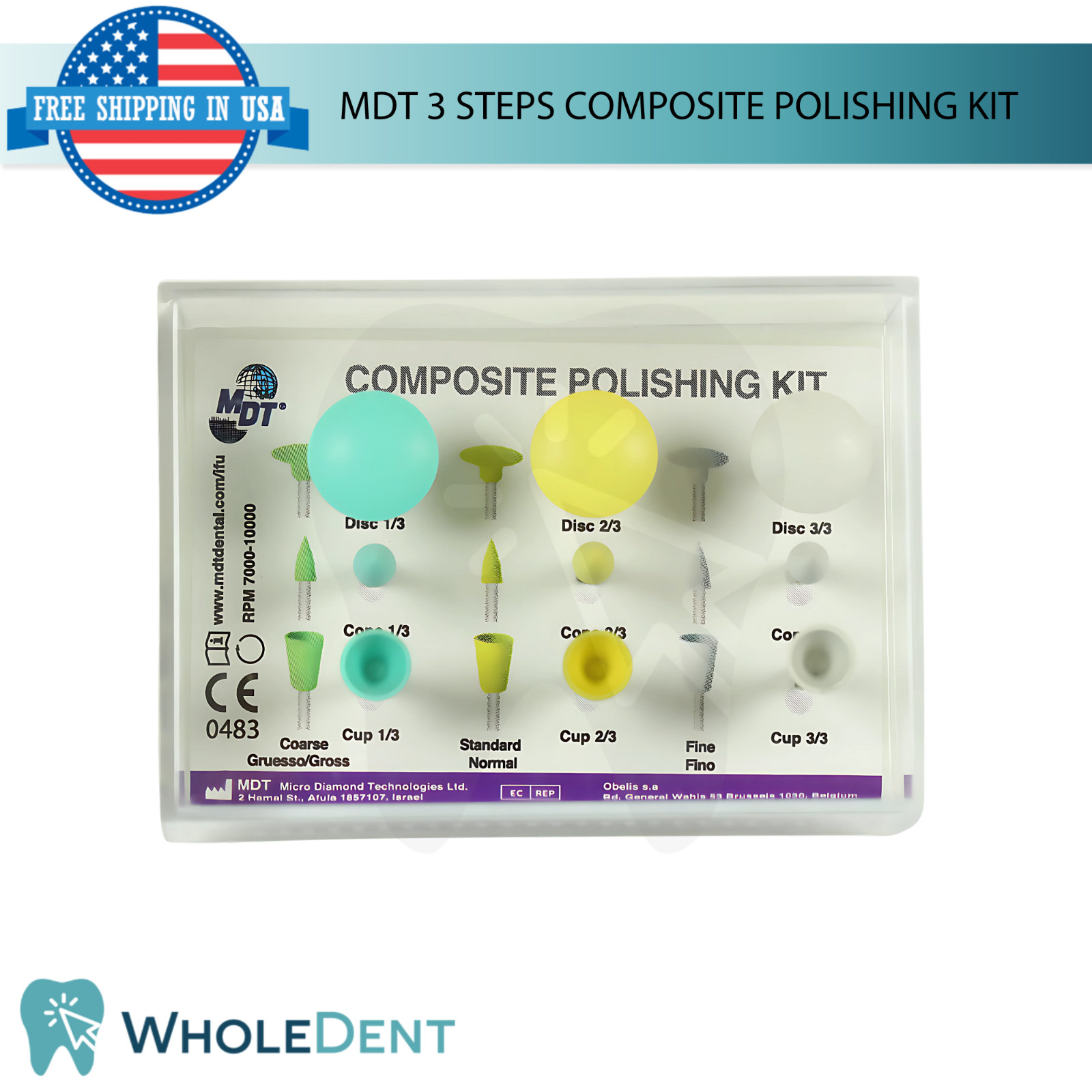 MDT 3 Steps Composite Polishing Kit High-Gloss Finish Dental Restorations