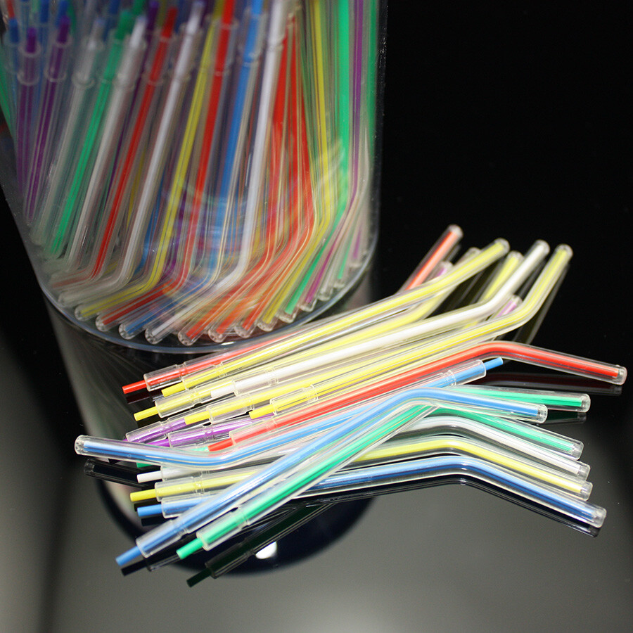 NEW 500 PCS Disposable Rainbow Dental Spray Nozzles Tips 3-Way Air Water Syring