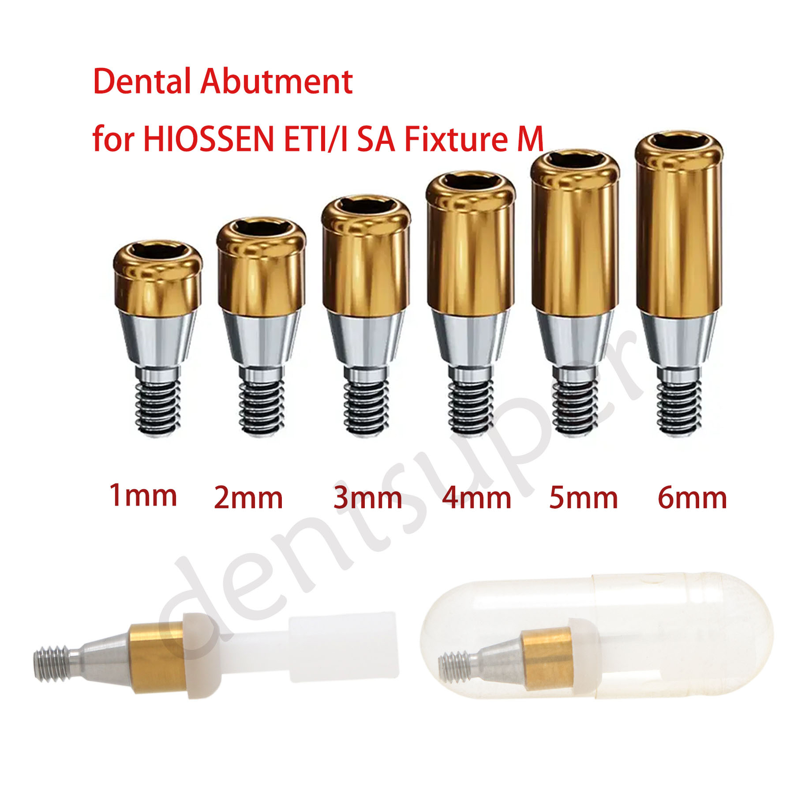 1PC Overdenture Dental Abutment Flat AH=1-6 mm attachment Hiossen Mini conical