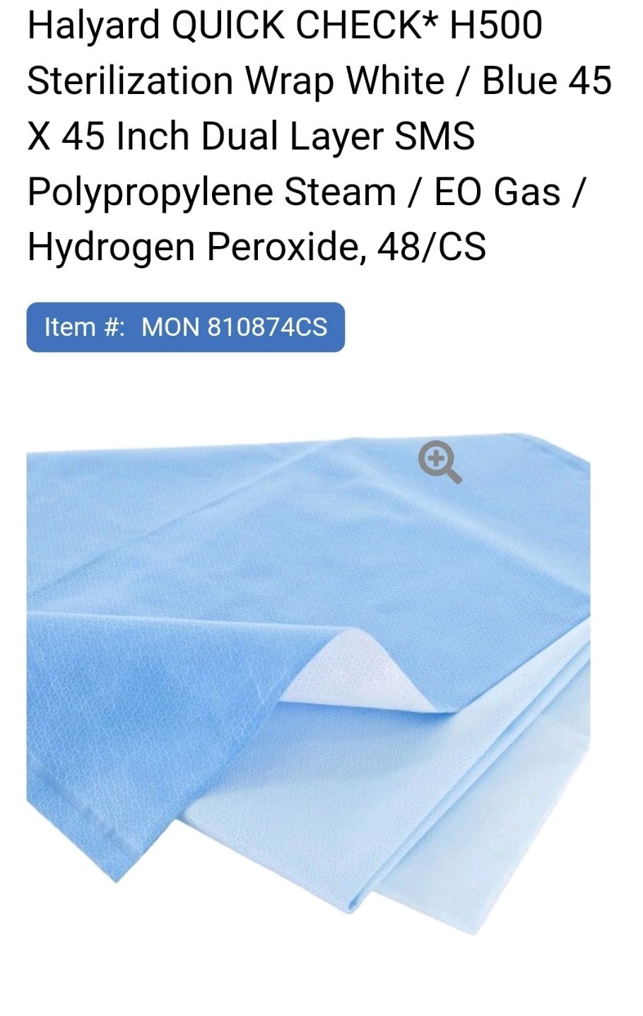 (48 Count) Halyard 34189 Quick Check Sterilization Wrap H500 Fabric, 45″ x 45″