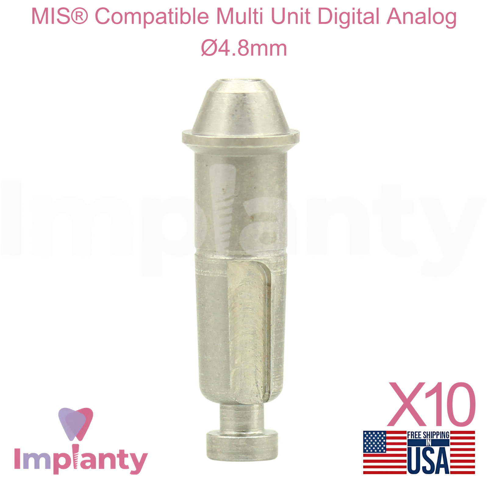 10x MIS® Compatible Multi Unit Digital Dental Analog Ø4.8mm CAD/CAM Replica
