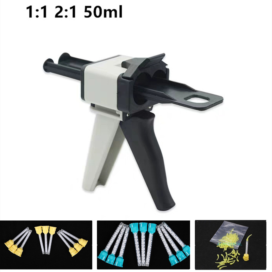 Dental Impression Mixing Dispensing Universal Dispenser Caulking 1:1 1:2 Tips