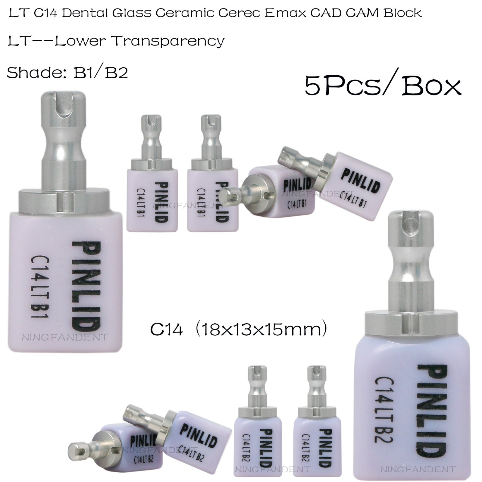 US Glass Ceramic Lithium Disilicate HT/LT C14 e.max CAD CEREC Blocks InLab 5/Pk