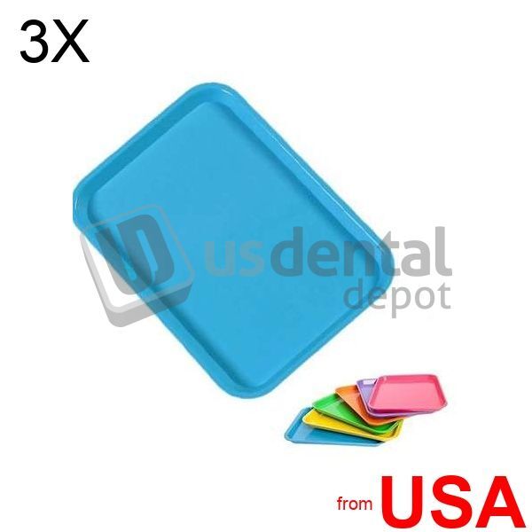 3X LOT of PLASDENT Set-up Tray Flat Size B (Ritter)- NEON BLUE, Plastic, 423485