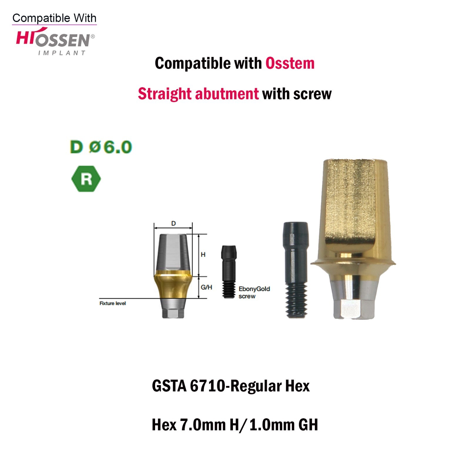 Titanium Straight Abutment Ti Cemented Abutment Compatible Osstem Hiossen TS M/R