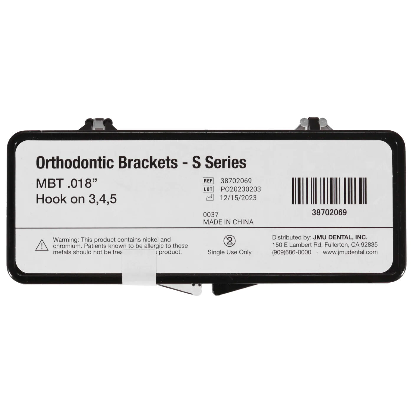 JMU Standard MBT Brackets, S Series (MIM), 0.018″, 20/Pk