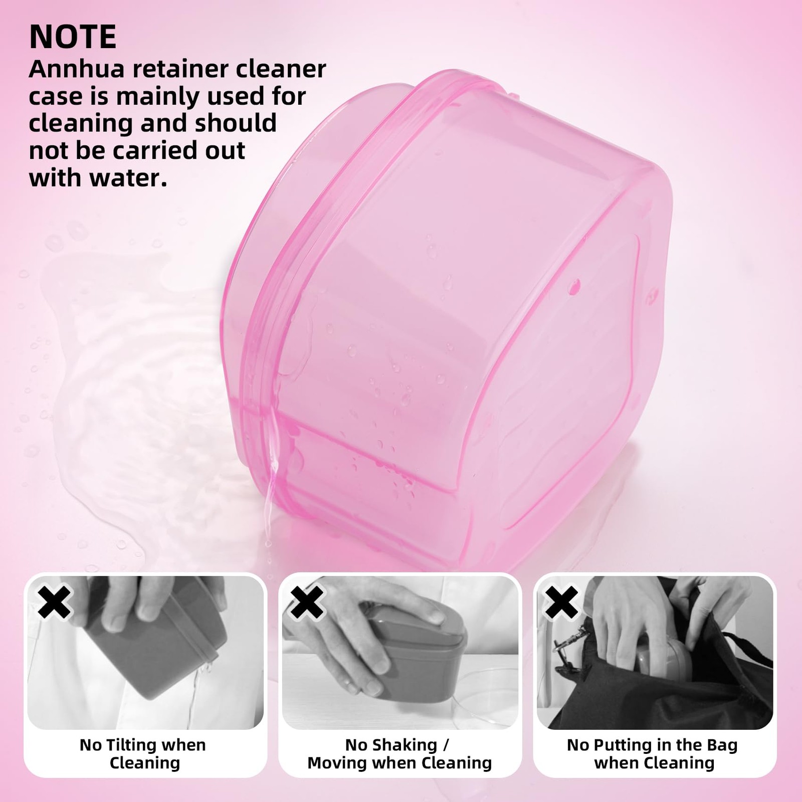 Dental Orthodontic Retainer Container 1 Count (Pack of 1), Transparent Pink