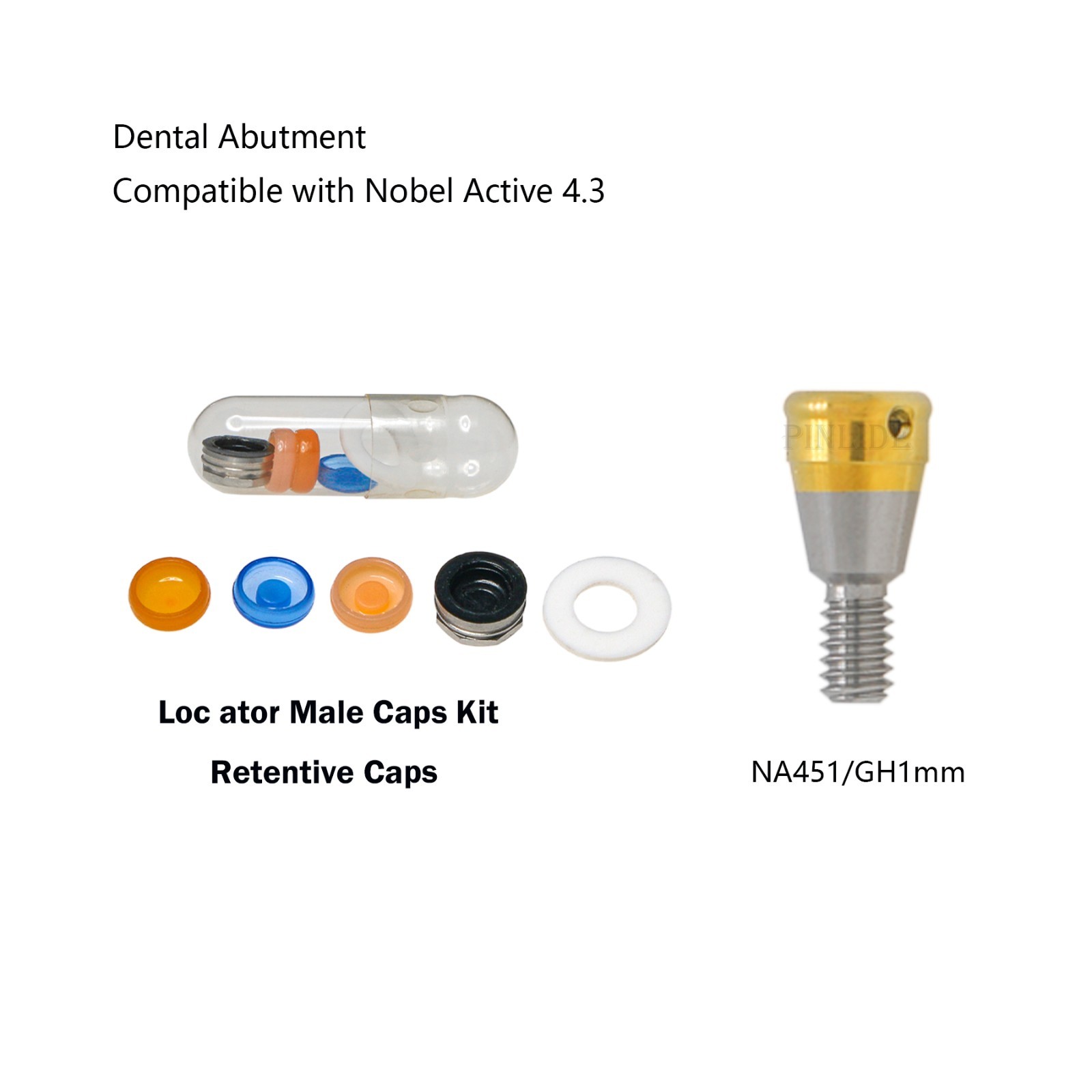 Locator Abutment Attachment Retention Cap Inserts Tool For Nobel Active RP 4.3mm