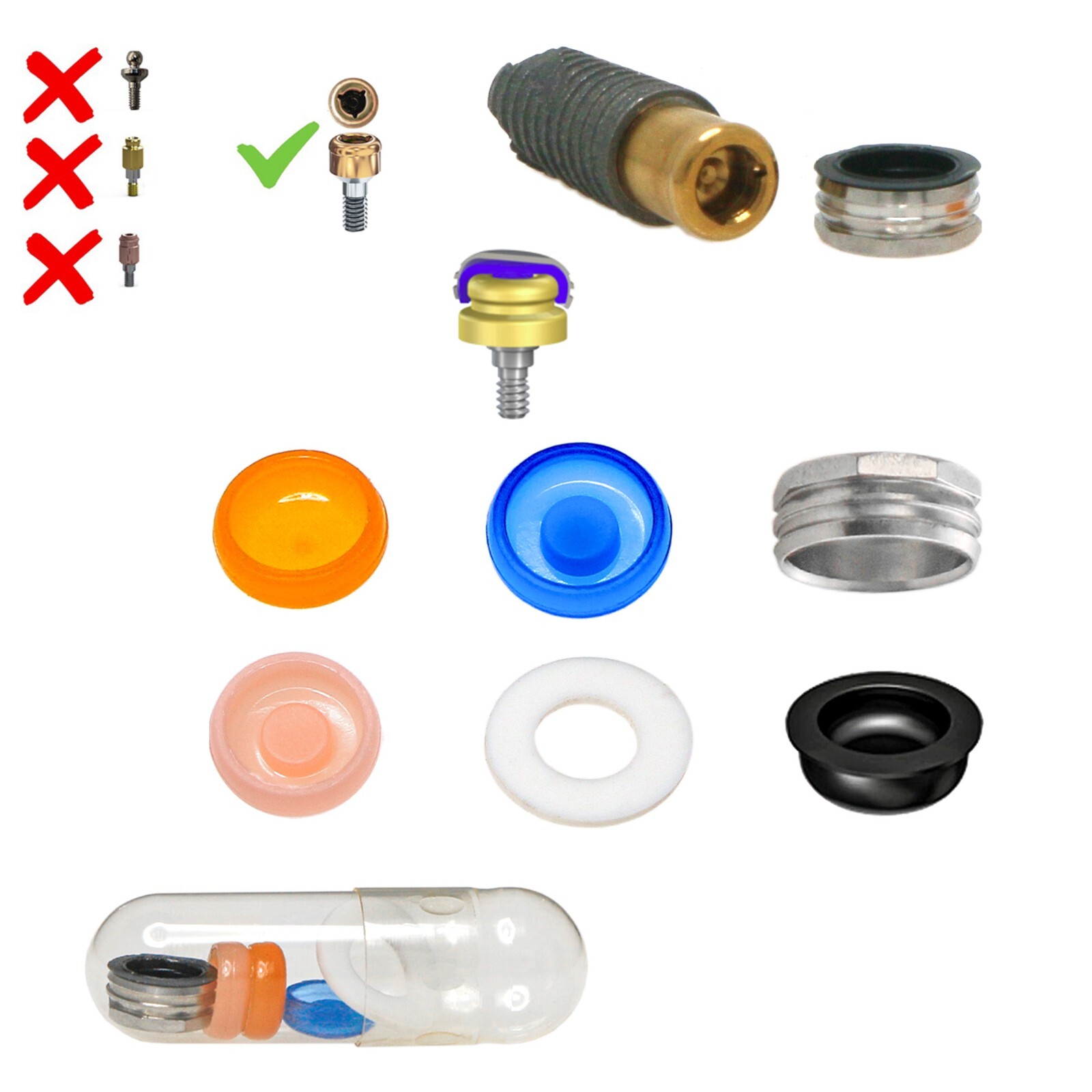 US Hiossen ET Mini Regular Locator Abutment Anchor Overdenture Male Caps Inserts