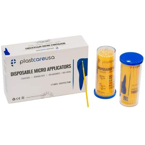 plastcareusa Fine Tip Micro Applicator Brushes Yellow, 4 x 100/Tube
