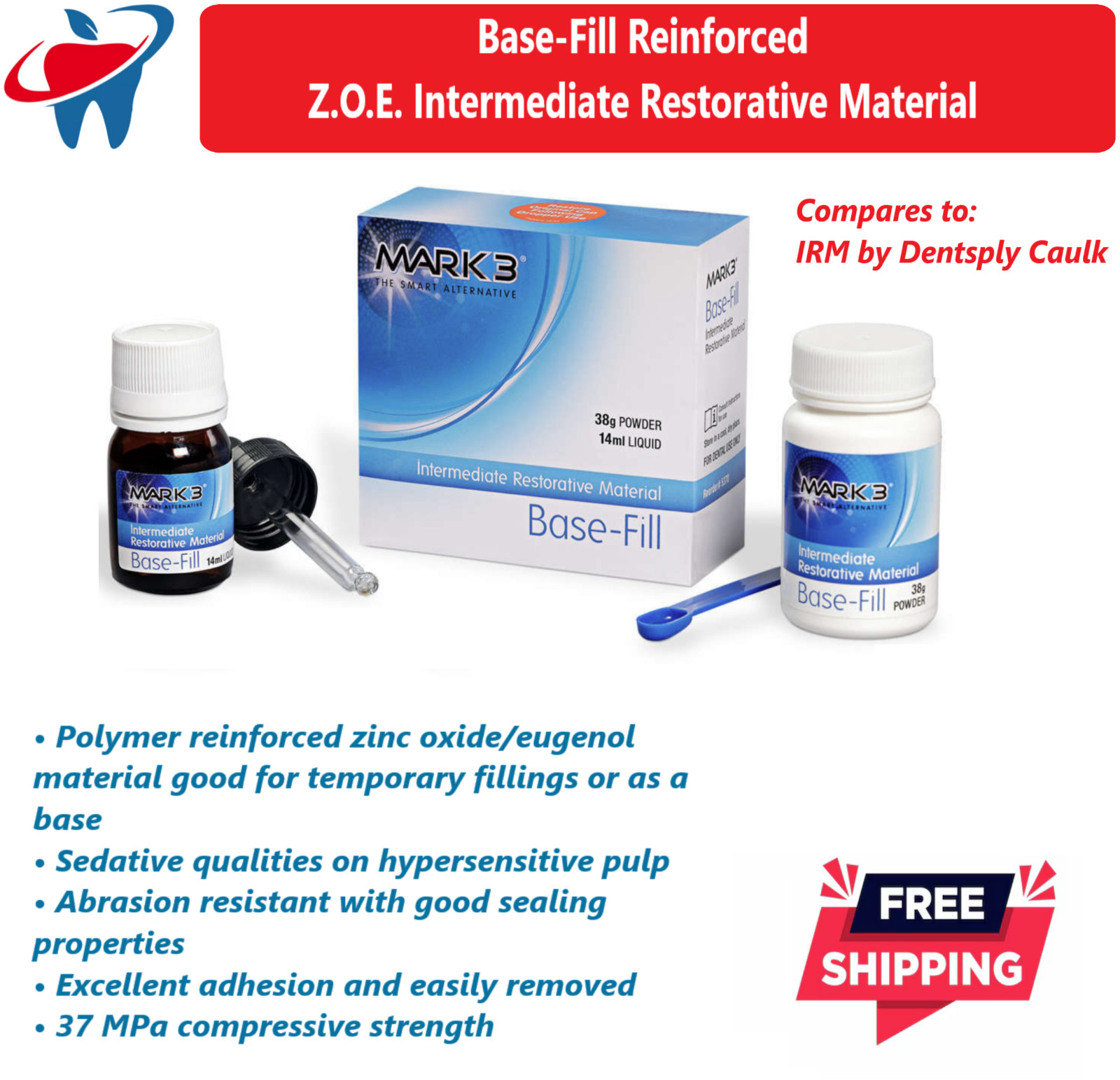 Dental IRM Reinforced ZOE Cement IRM Restorative 38g Powder 14mL Liquid #5370
