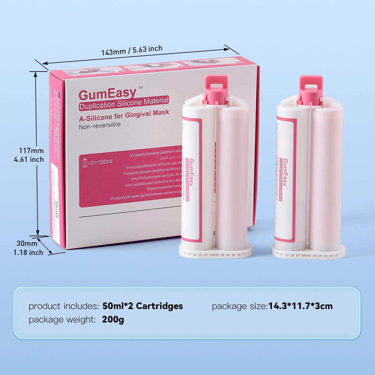 AZDENT Automix Flexible A-Silicone for Gingival Masks Duplication Silicone USA