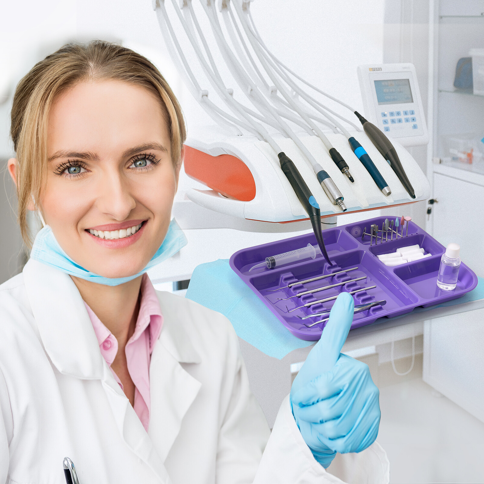 JMU Dental Instrument Tray Autoclavable Plastic Divided Trays Size B for Medical