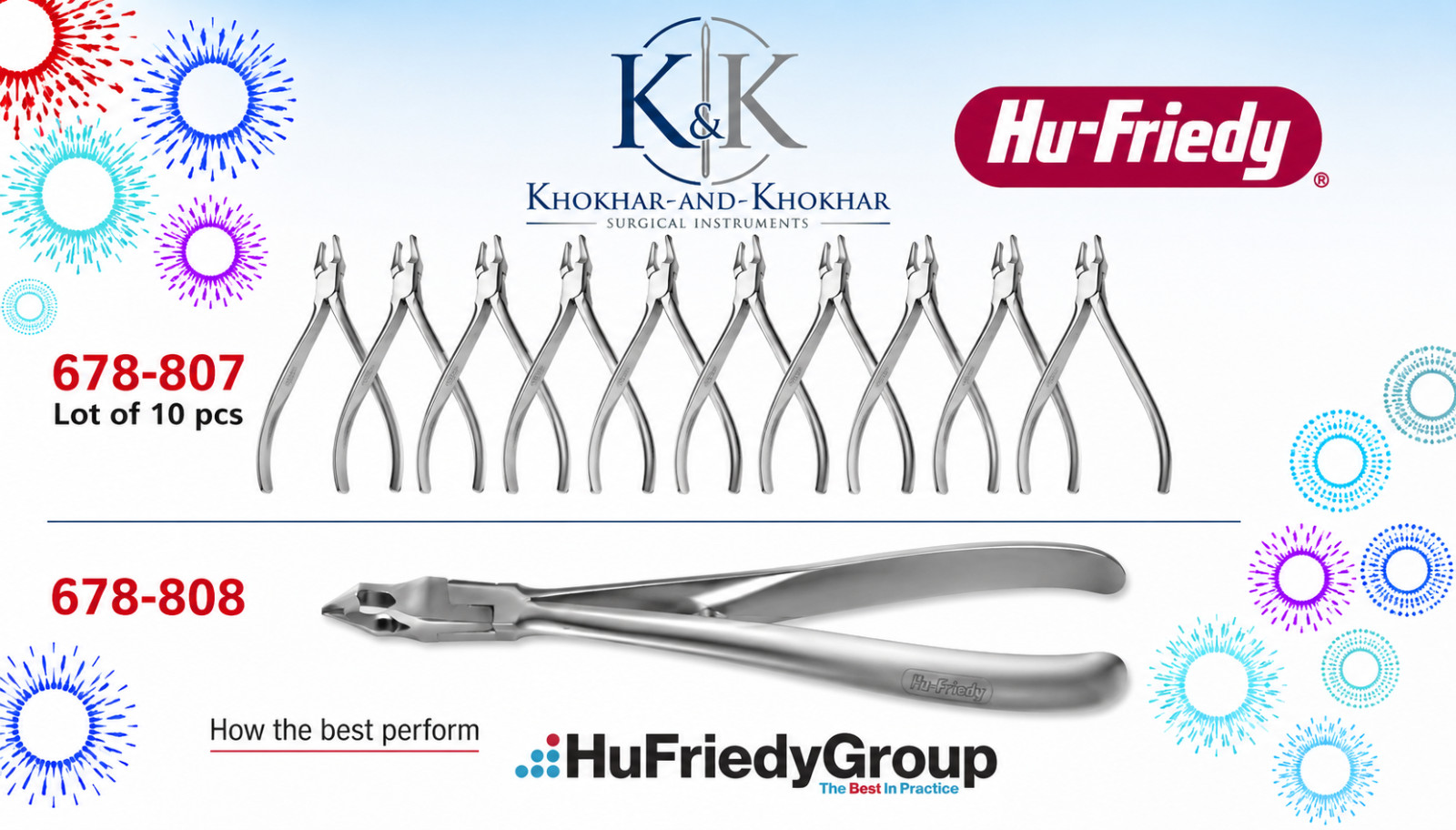 Lot of 10 Pcs Hu-Friedy Clear Collection The Counter Clockwise Wedge 678-807