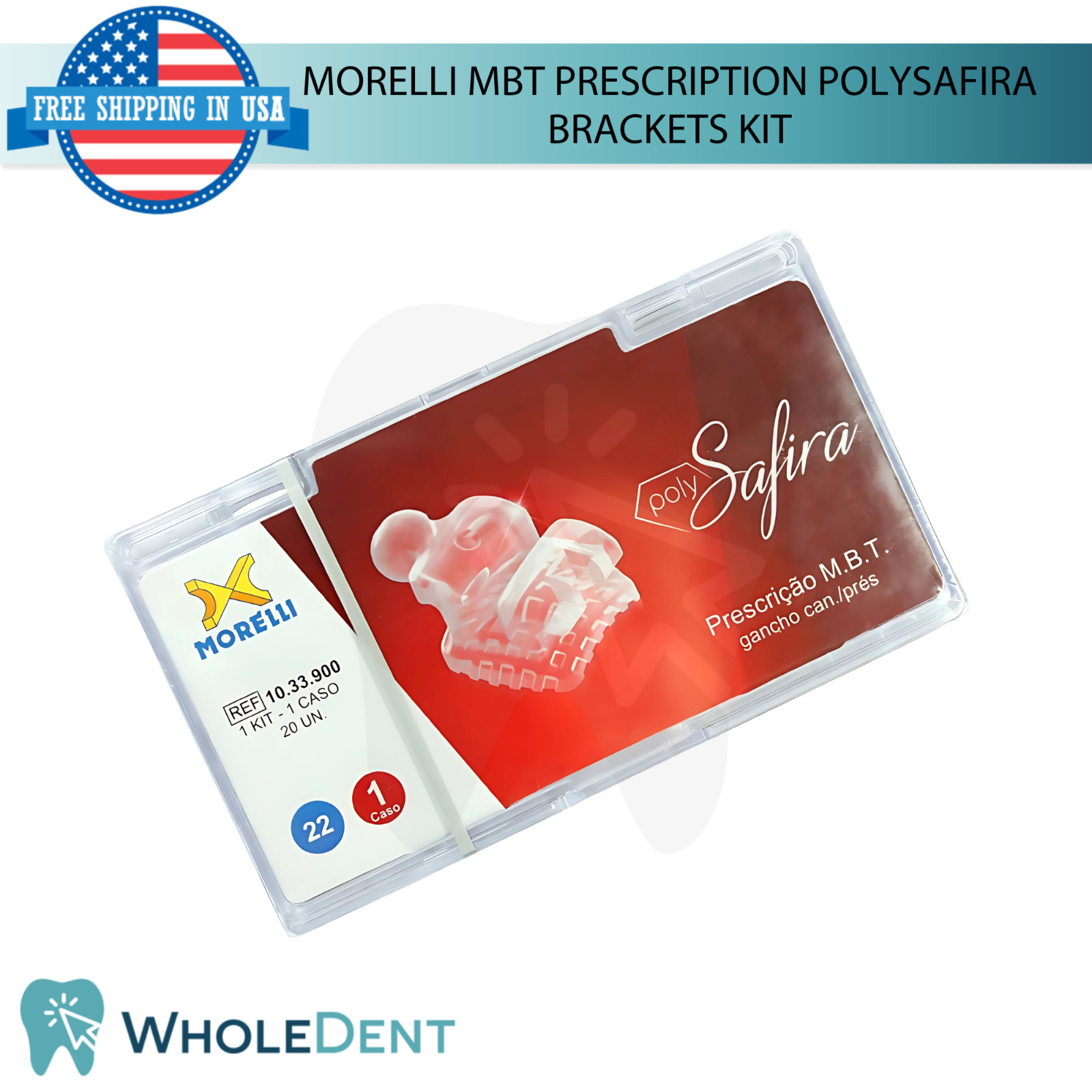 Orthodontic Dental MBT Prescription PolySafira Ceramic Brackets Kit 20pcs Lab