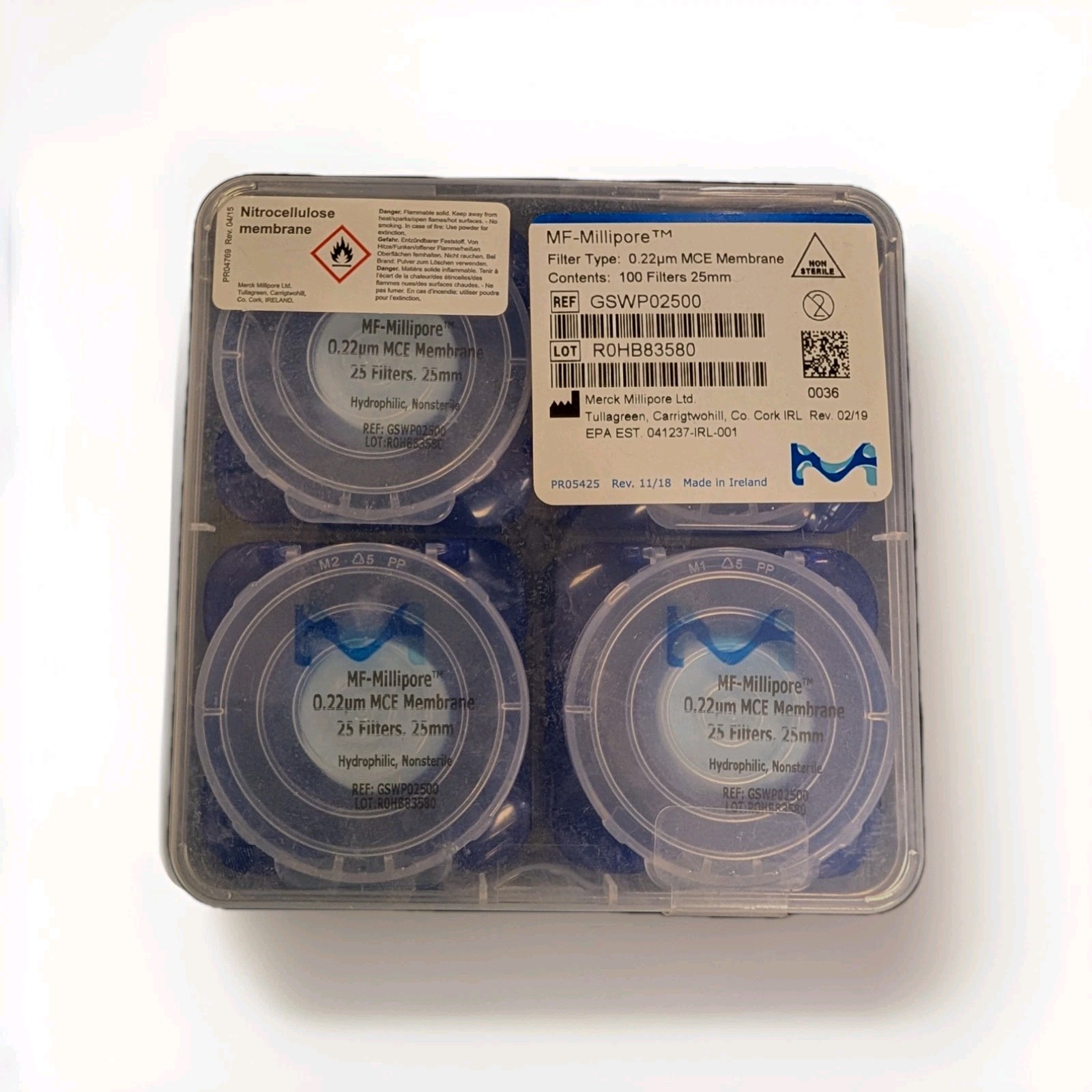 MF-Millipore 0.22μm MCE Membrane Filter 25mm GSWP02500 Laboratory