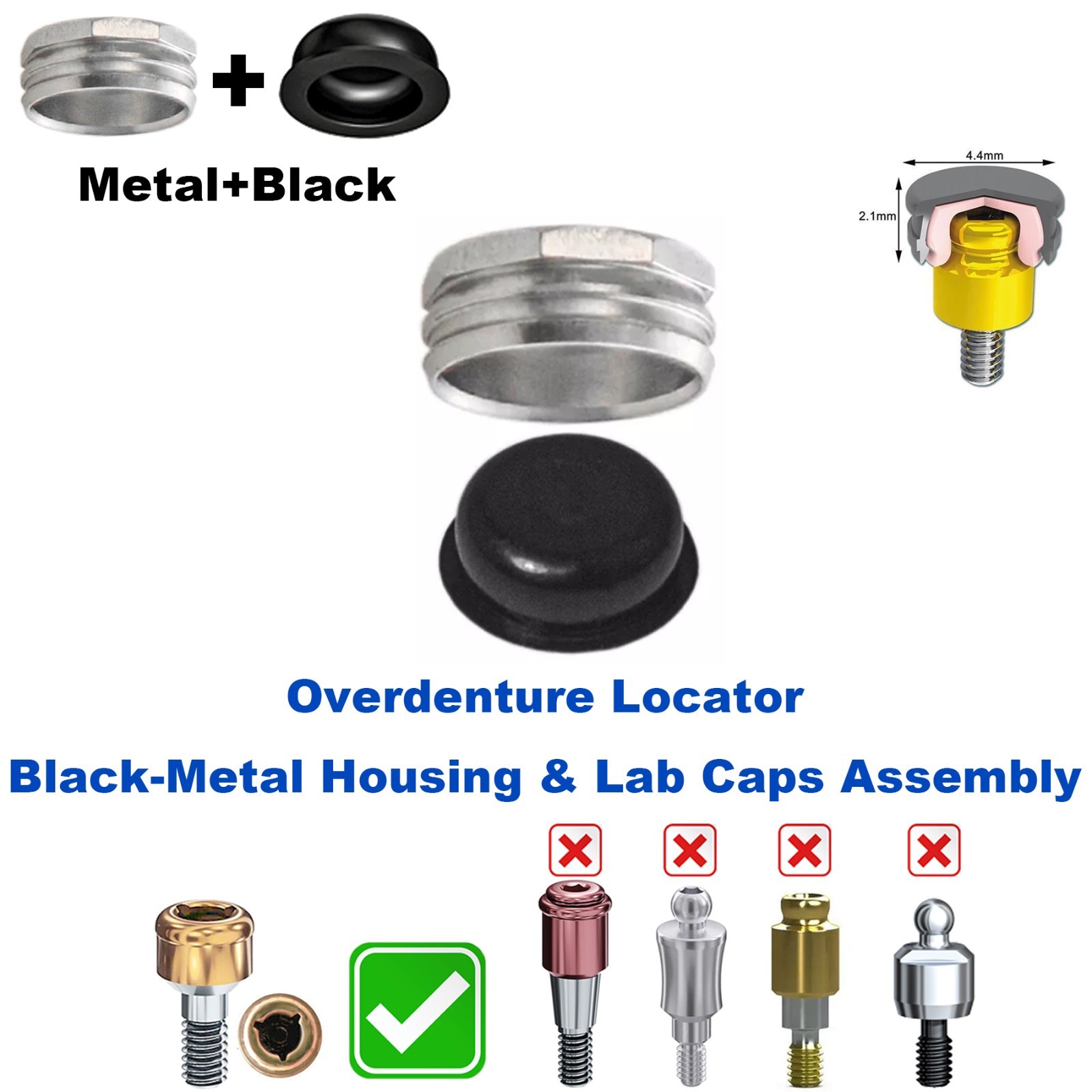 US Implant Metal Housing Caps Laboratory Remove Core Tool For Locator Universal