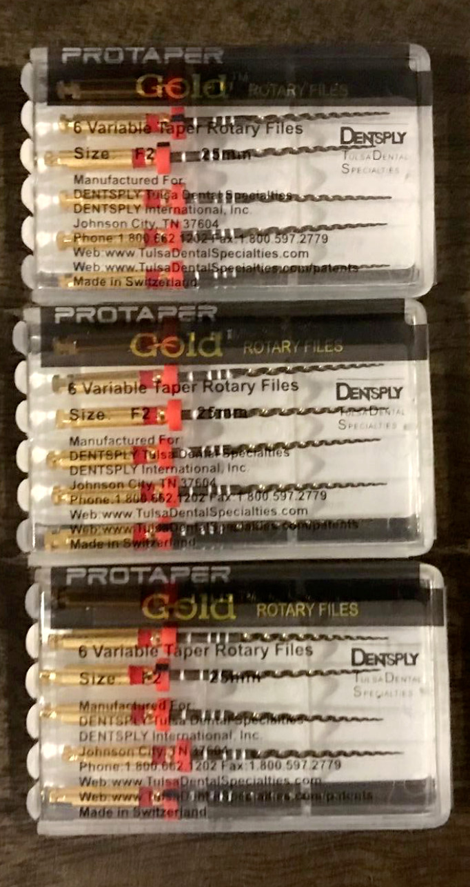 3 x Dentsply ProTaper Gold Files F2 25mm