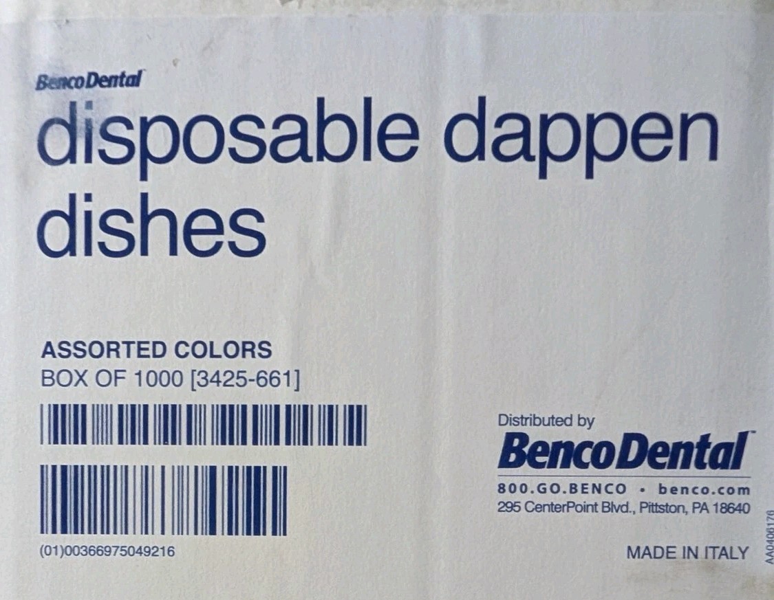 Benco Dental Disposable Dappen Dishes Assorted Colors Box of 1000 #3425-661