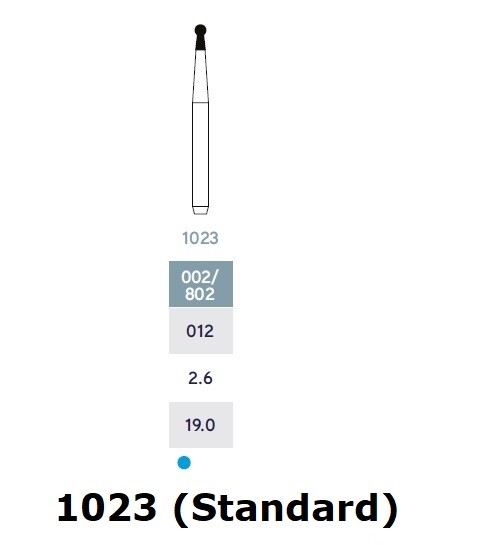 MICRODONT Round Shape w/ collar 1023 (Standard) diamond bur 10/pk Made in Brazil