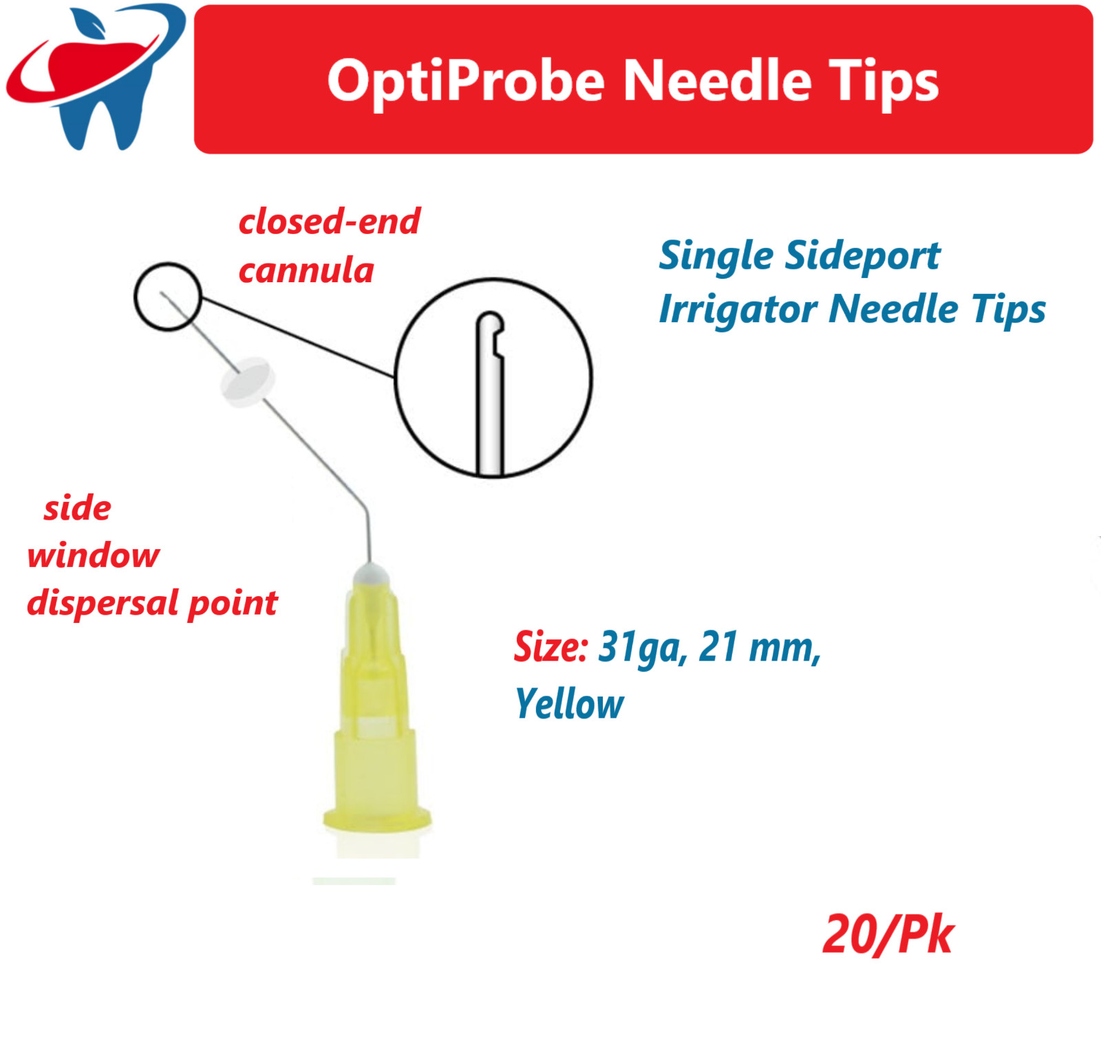 Pac-Dent OptiProbe Irrigator Needle Tips, Double & Single Sideport
