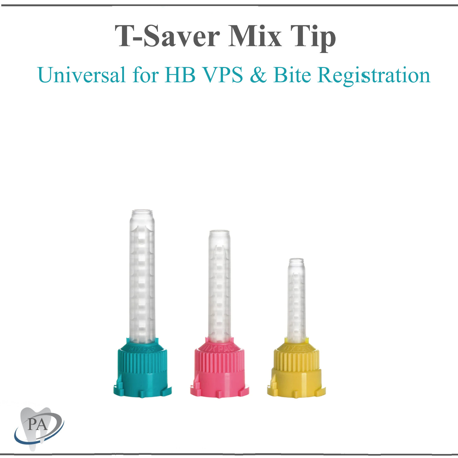 Dental Teal T-Saver Mix Tip 6.5mm. VPS Impression HP MIxing Tips Yelllow Short